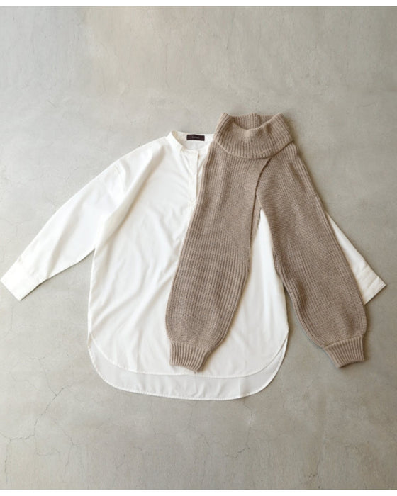 ショート丈ボレロニットとベーシックシャツ2点セット