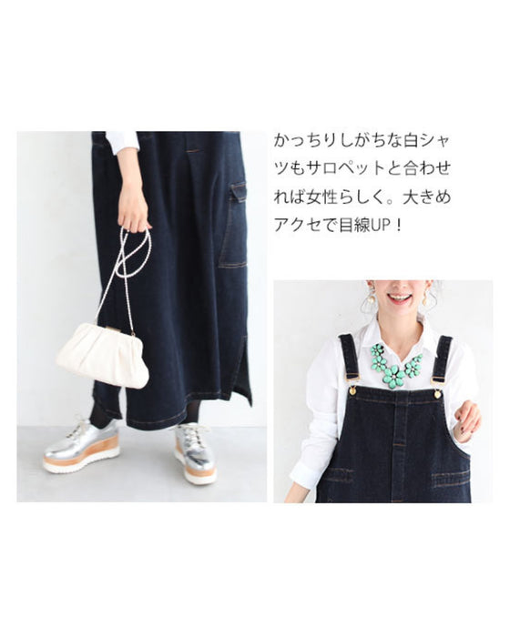 16通り着回して楽しむ 上品デニムサロペットワンピース