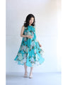 A sheer floral mini dress with a translucent feel