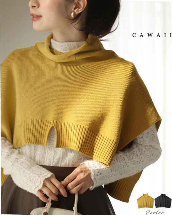 スタイルアップな短丈。重ね着用ニットプルオーバートップス