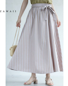  (Belt included) Beautiful color striped long skirt