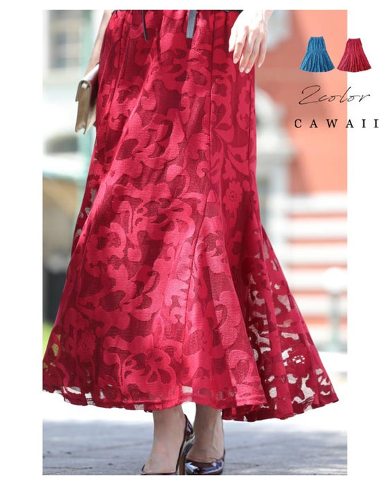 アラベスク模様浮き立つマーメイドラインスカート