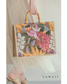 Square tote bag with sparkling sequin flowers