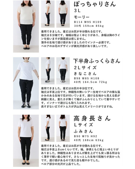 ロマンティックな花が浮かぶシアーベールカットソートップス
