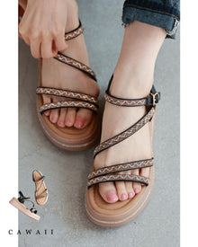  Rhinestone flowing strap platform sandals