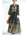 A long dress with beautiful oriental decorations