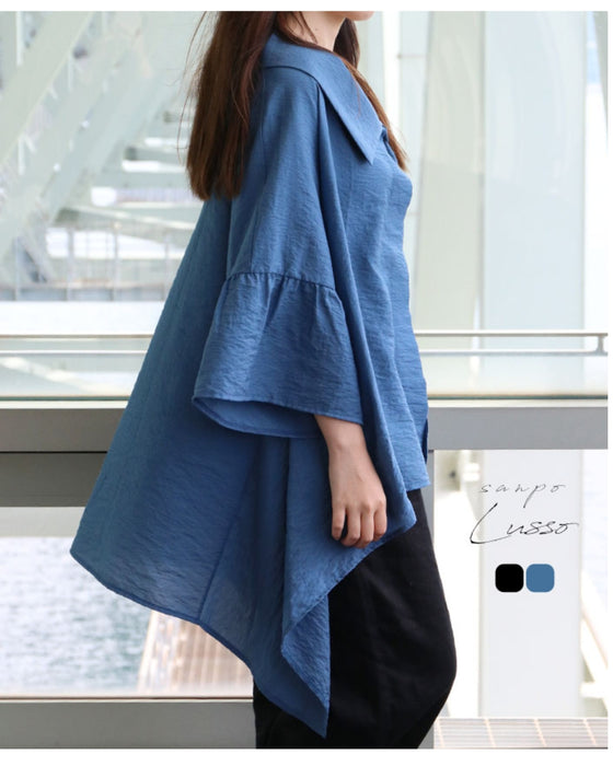 【sanpo Lusso】シエルボタンの上品トップス