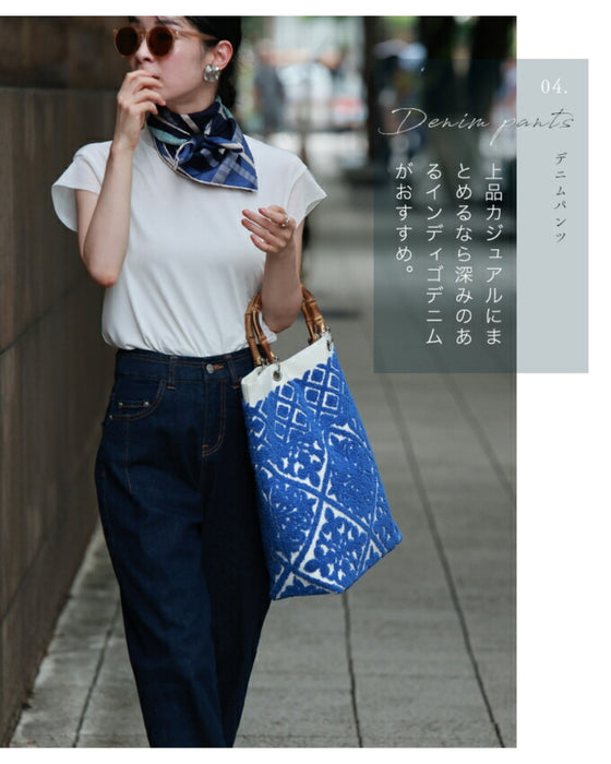 ヨーロッパの風感じるタイル柄 バンブートートバッグ