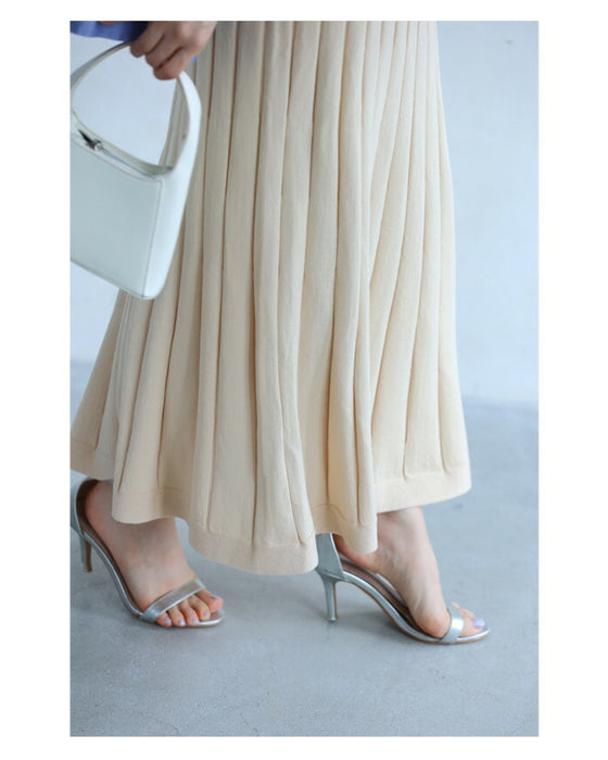 届いた日から即戦力 着回し 2点セット リラックスニットカットソーとラインニットスカート