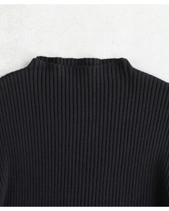 Long sleeve puffy and off-neck knit top