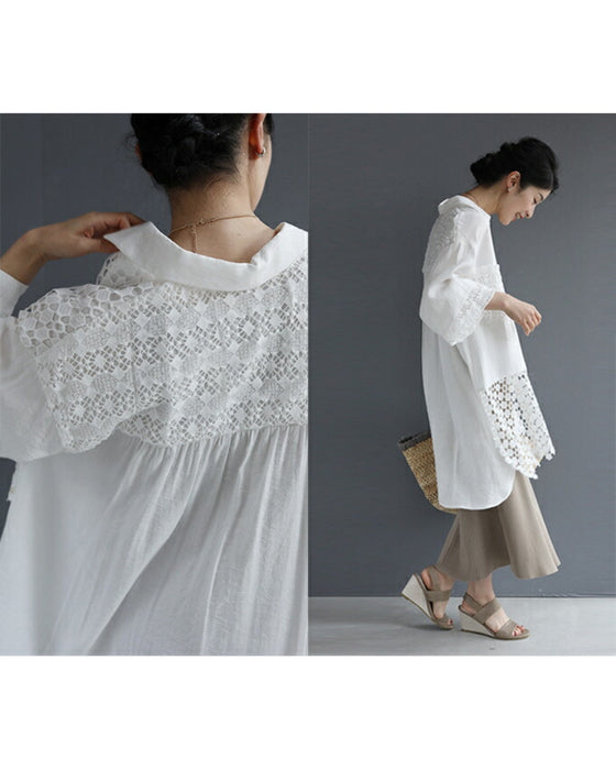 【セール商品返品交換不可】ボタンで簡単アレンジ２wayレースシャツ