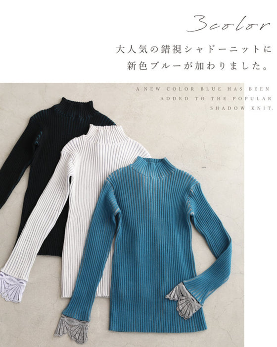 Optical illusion shadow line knit