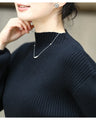 Long sleeve puffy and off-neck knit top