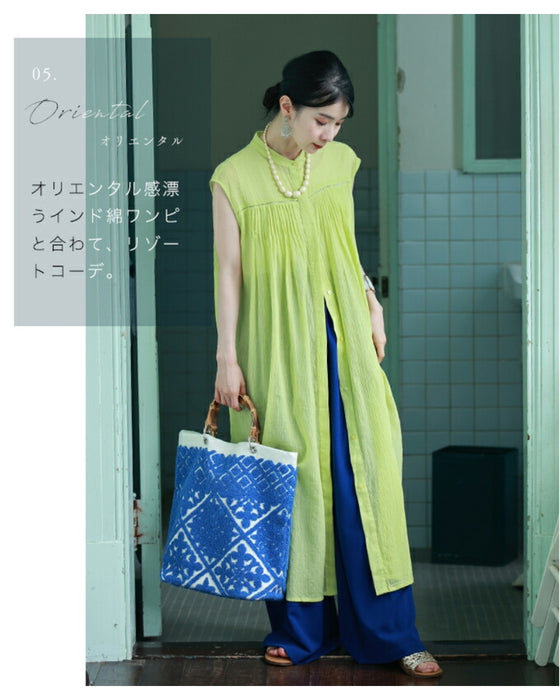 ヨーロッパの風感じるタイル柄 バンブートートバッグ