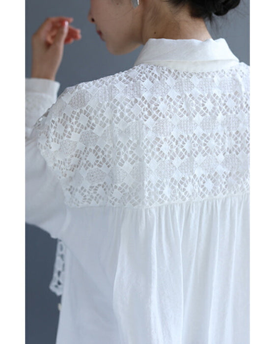 【セール商品返品交換不可】ボタンで簡単アレンジ２wayレースシャツ