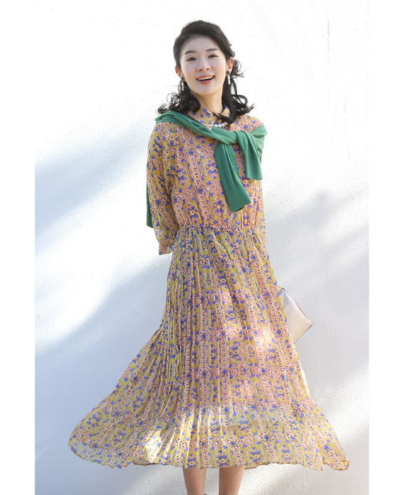 アールヌーヴォーな風が吹くプリーツワンピース