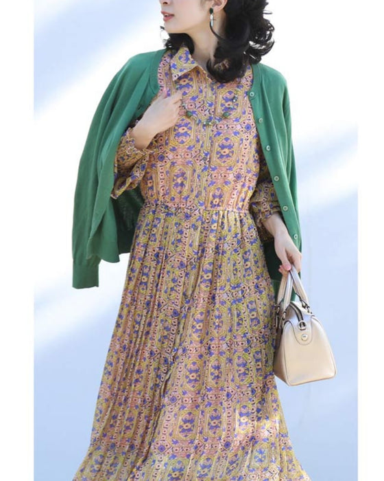 アールヌーヴォーな風が吹くプリーツワンピース