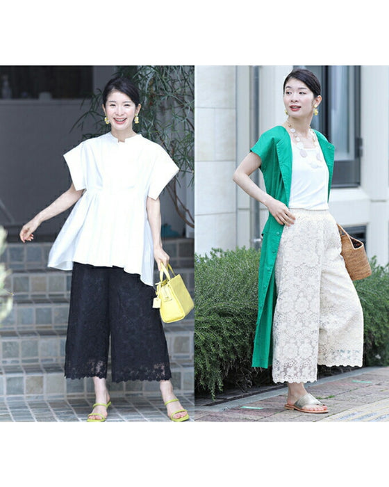 ワンピに重ねる涼みレースパンツ