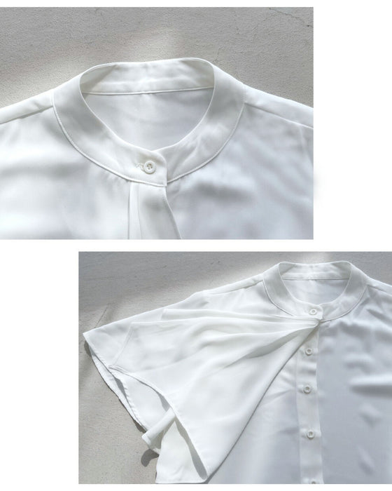 Ehre style original short-sleeved bowtie blouse that looks neat but not cute