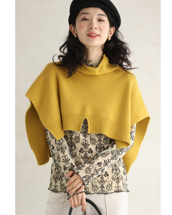 スタイルアップな短丈。重ね着用ニットプルオーバートップス