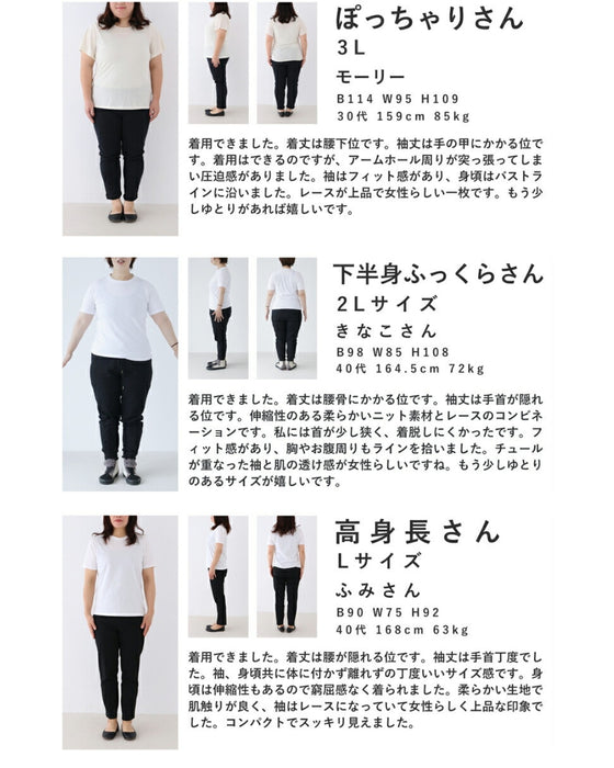 デコルテレースのベールポワン袖ニットプルオーバートップス