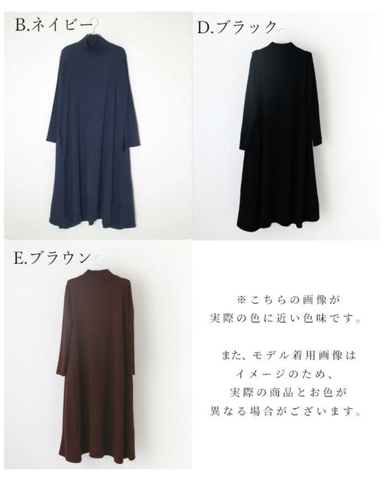 A loose, slender-looking long knit dress