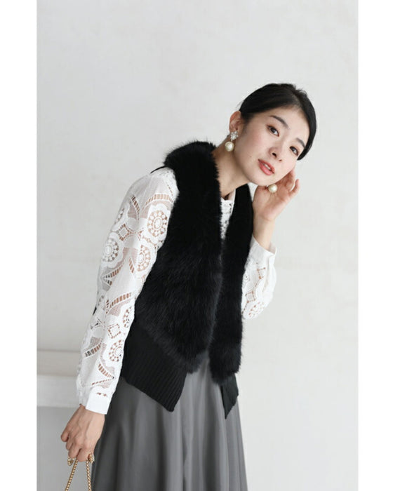 美しいカットワークの花レースシャツトップス