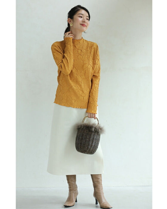 Carved Flower Super Stretch Long Sleeve Top