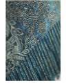 Wear beautiful blue. Reversible damask print stole
