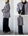 A suede-like collarless jacket for adults that will make your wish come true