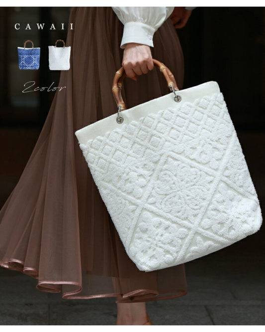 European-style tile pattern bamboo tote bag