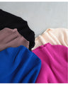Long sleeve puffy and off-neck knit top
