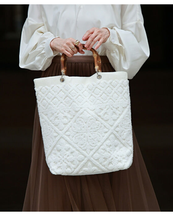 ヨーロッパの風感じるタイル柄 バンブートートバッグ