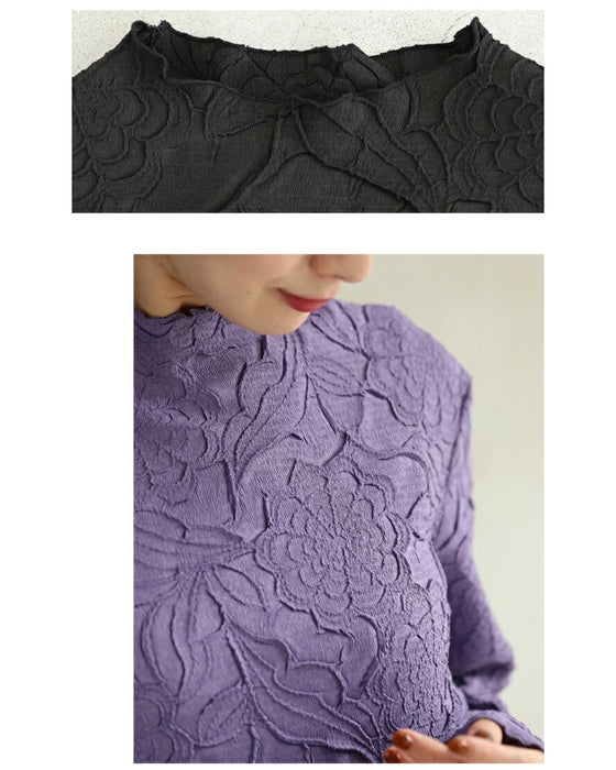 Carved Flower Super Stretch Long Sleeve Top