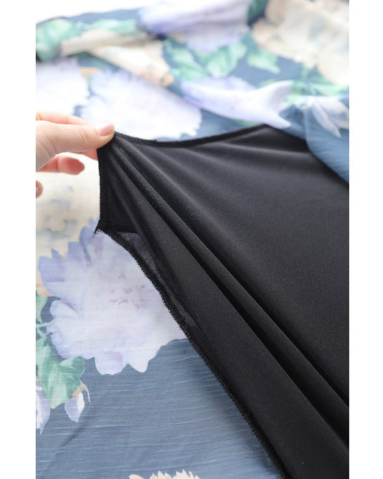 透明感溢れるシアーな花画ミニワンピース