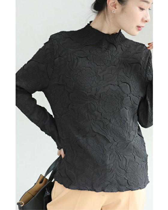Carved Flower Super Stretch Long Sleeve Top