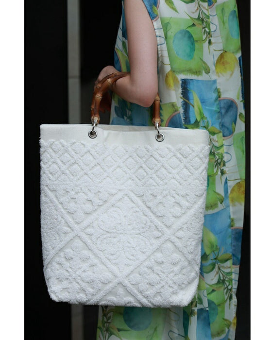 ヨーロッパの風感じるタイル柄 バンブートートバッグ