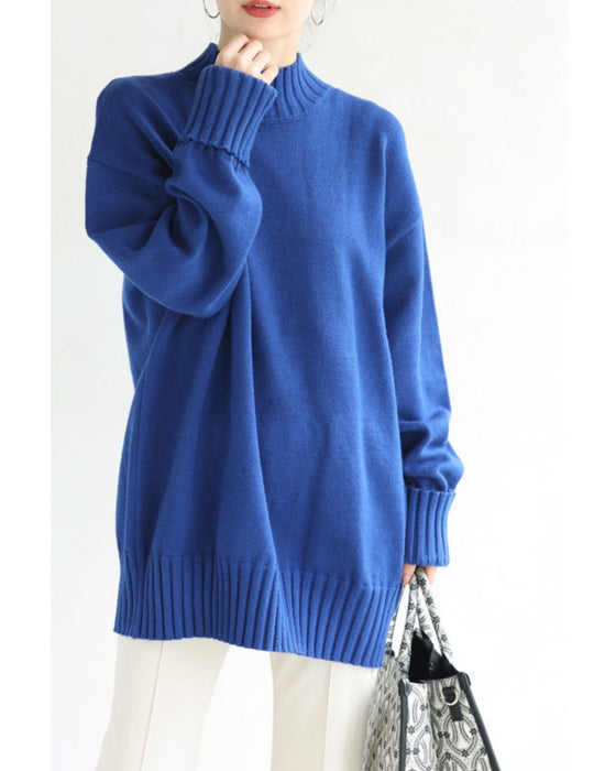 お尻まですっぽり隠す。ゆったりニットプルオーバートップス