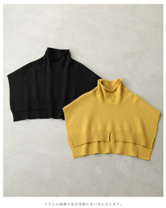 スタイルアップな短丈。重ね着用ニットプルオーバートップス