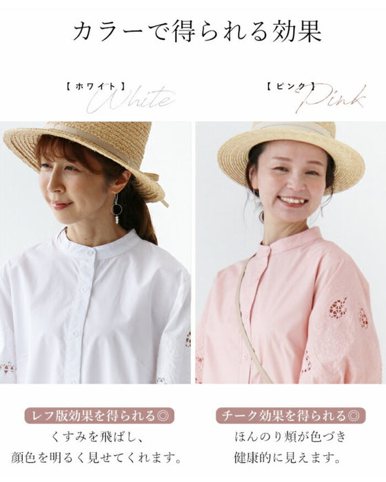 <S-4L size> <2 colors available> Puffy sleeve embroidered lace