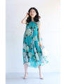 A sheer floral mini dress with a translucent feel