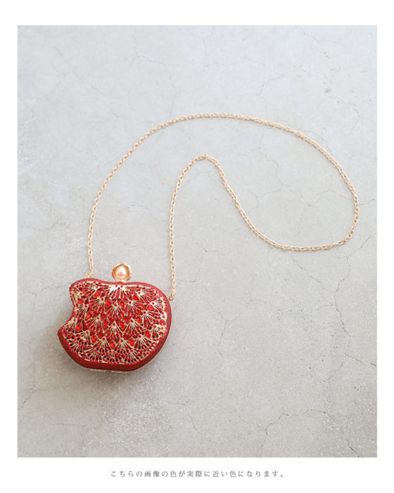 (ショルダーチェーン付き)オリエンタルな装飾が煌めくキラキラりんごミニバッグ