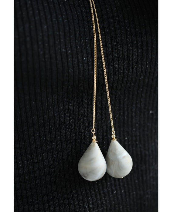 雫型マーブルストーンのループタイネックレス