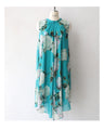 A sheer floral mini dress with a translucent feel
