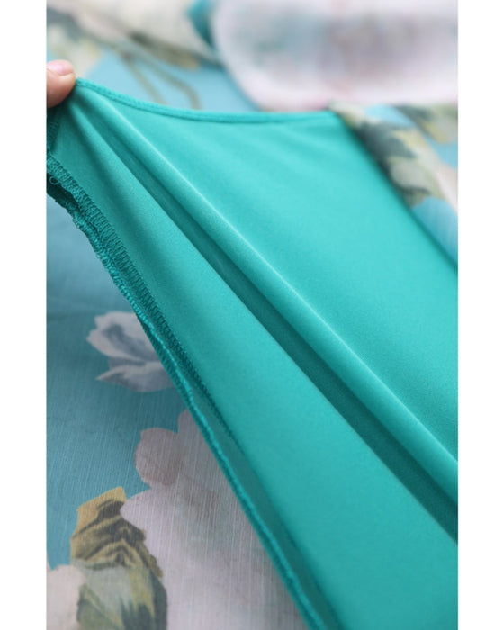 透明感溢れるシアーな花画ミニワンピース