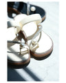 Soft and easy to walk in toe ring style single pearl sandals