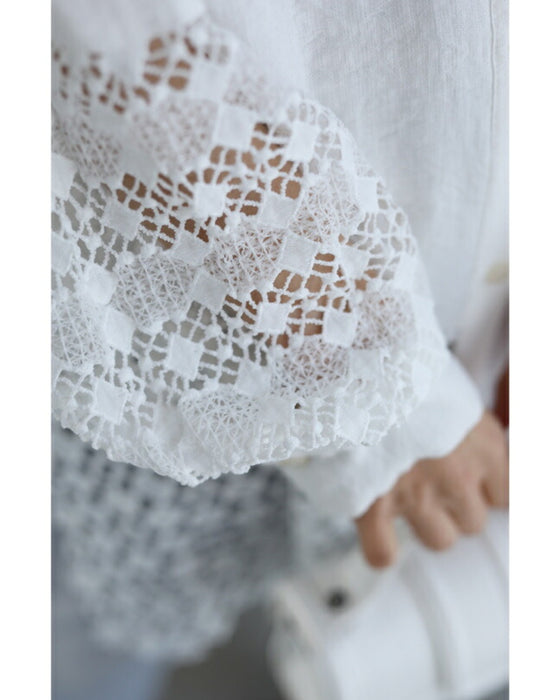 【セール商品返品交換不可】ボタンで簡単アレンジ２wayレースシャツ