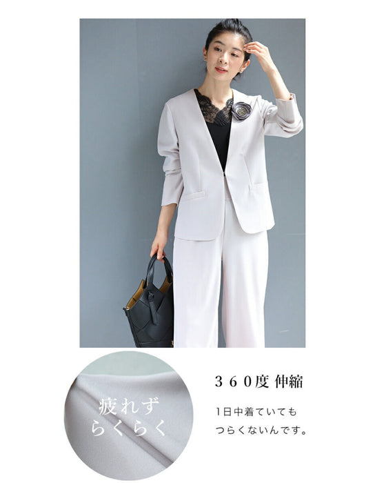 【コーデセット】薄手ver 1日着ても疲れない 伸縮スーツ ジャケット パンツ2点セット