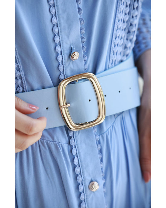 (ベルト付き) 爽やかな風感じるサークルレースのロングワンピース