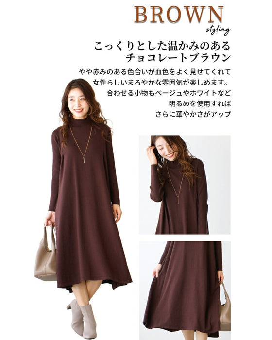 A loose, slender-looking long knit dress